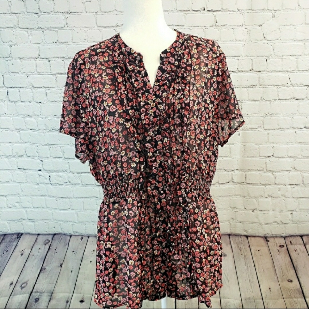 Torrid NWT floral top, 2X, black